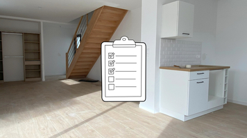 Audit home staging dans maison vide avec liste d'actions à réaliser